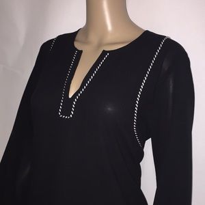 NWOT J. Crew blouse with black and white piping